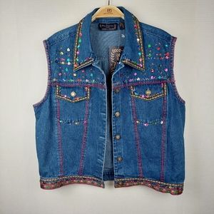 New Directions Plus Beaded Denim Vest